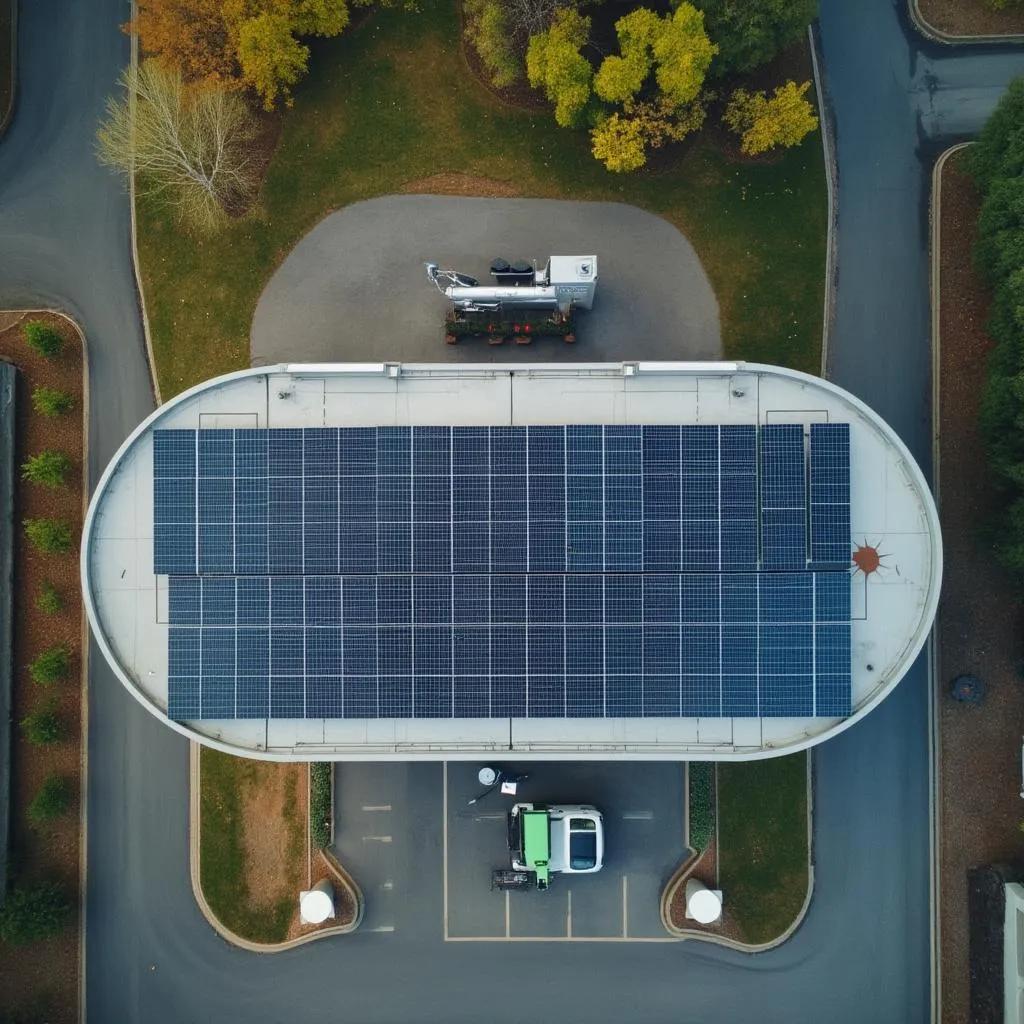 Paneles solares en techo de estación