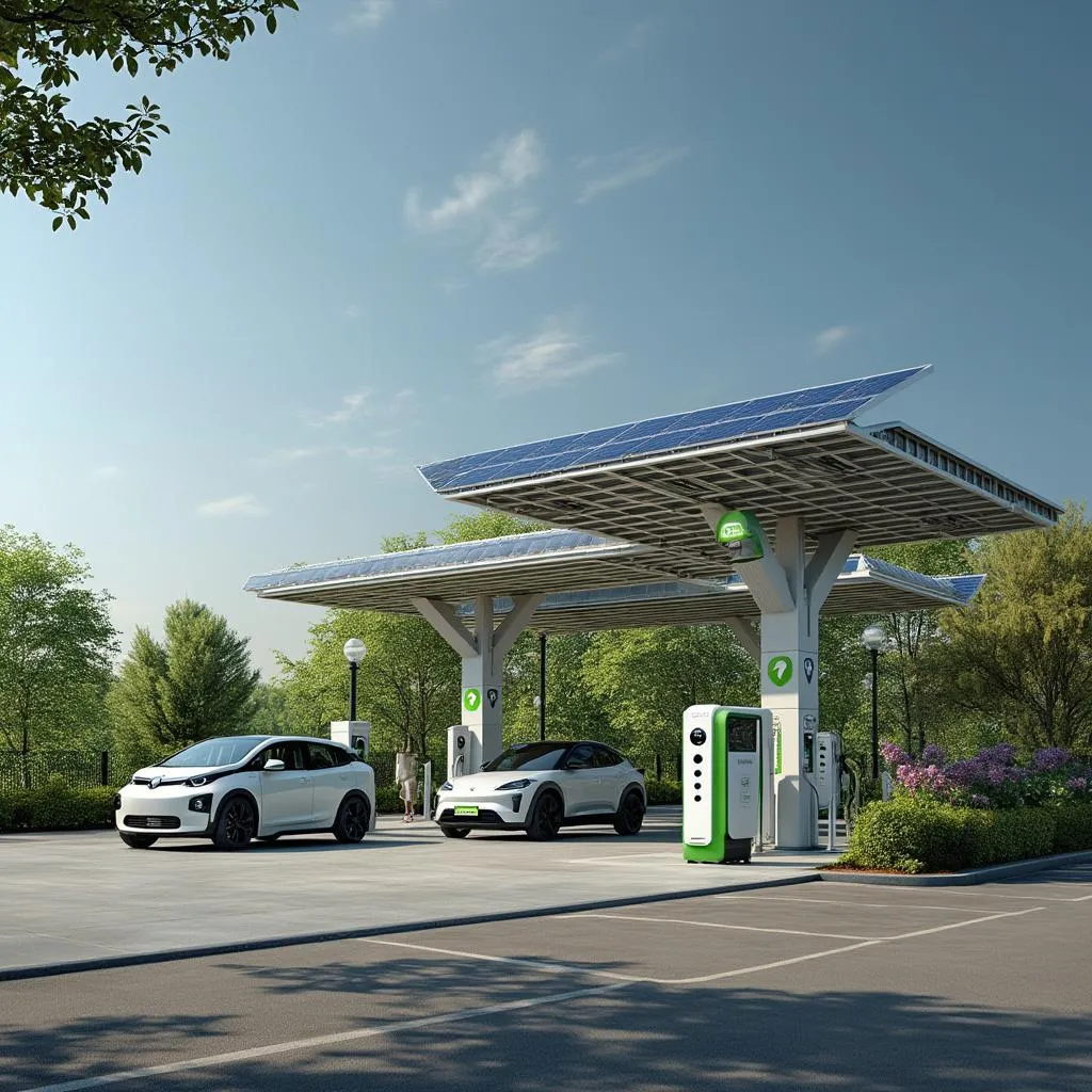 Estación de servicio con paneles solares