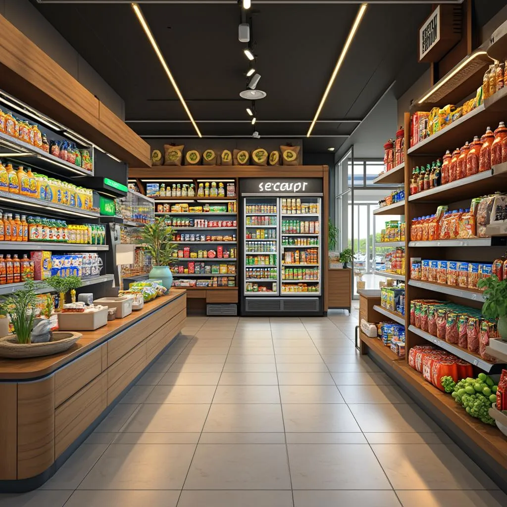 Interior de tienda de conveniencia moderna
